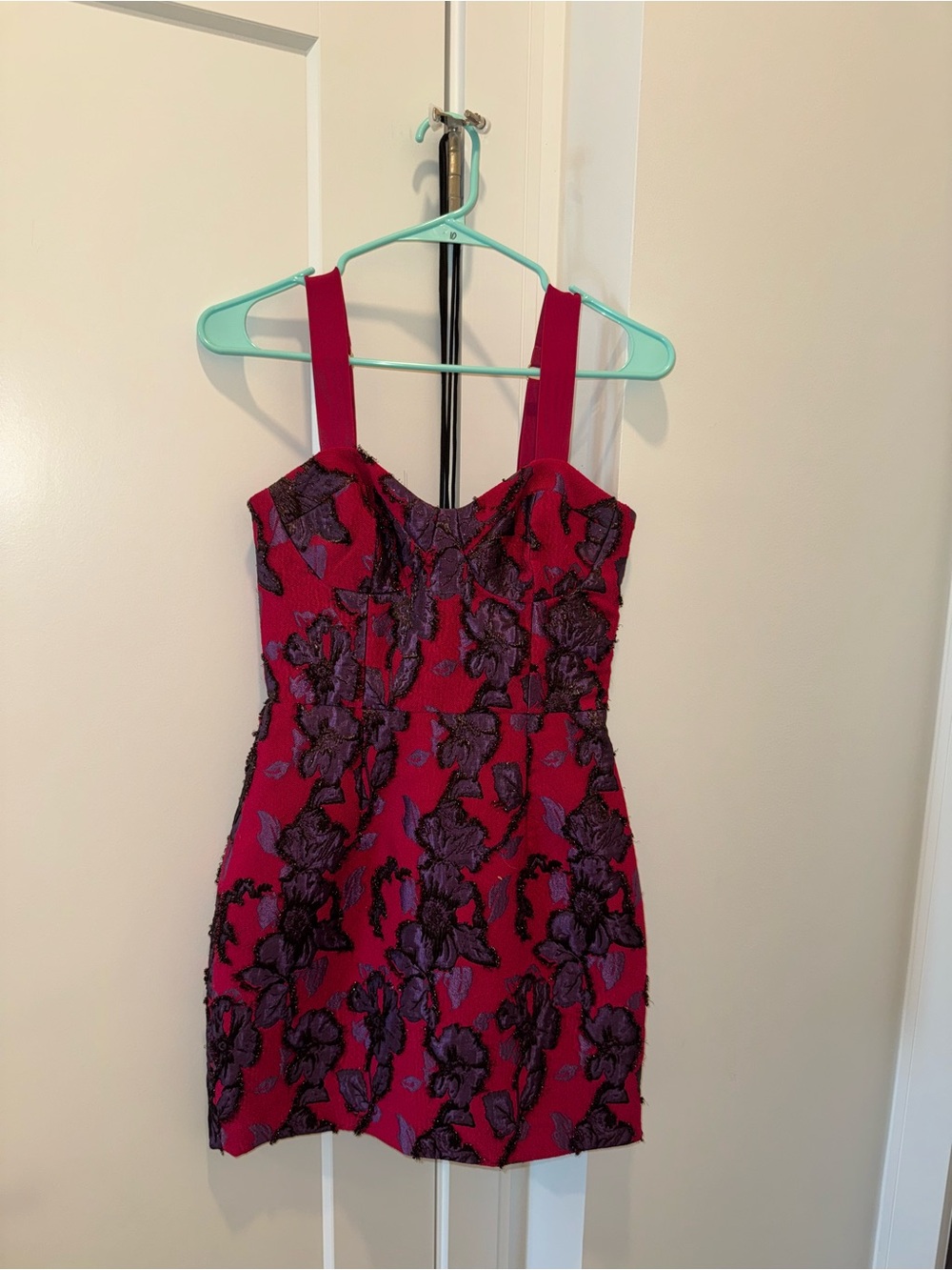 Rebecca Vallance Fuchsia Mini Dress with Purple Floral Jacquard